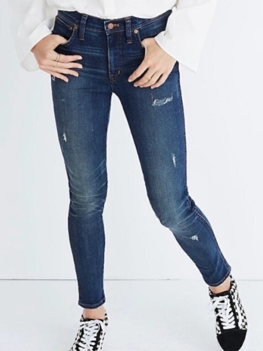Madewell High Rise Skinny Jeans Size 27 Blue Denim Distressed Pant Capsule‎ Boho